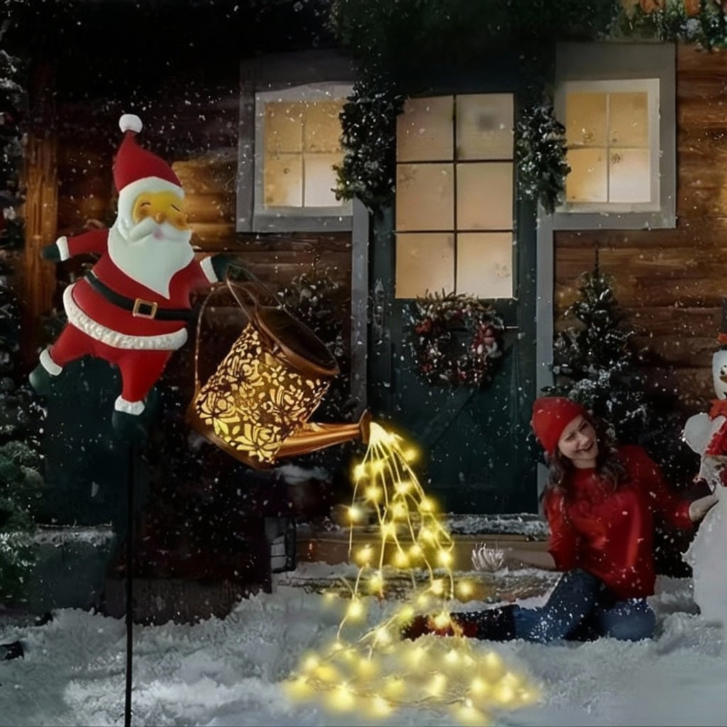 Solar Garden Lantern, Santa Watering Can Christmas Lantern, Outdoor Christmas Decorations, Solar Garden Light IP44_04
