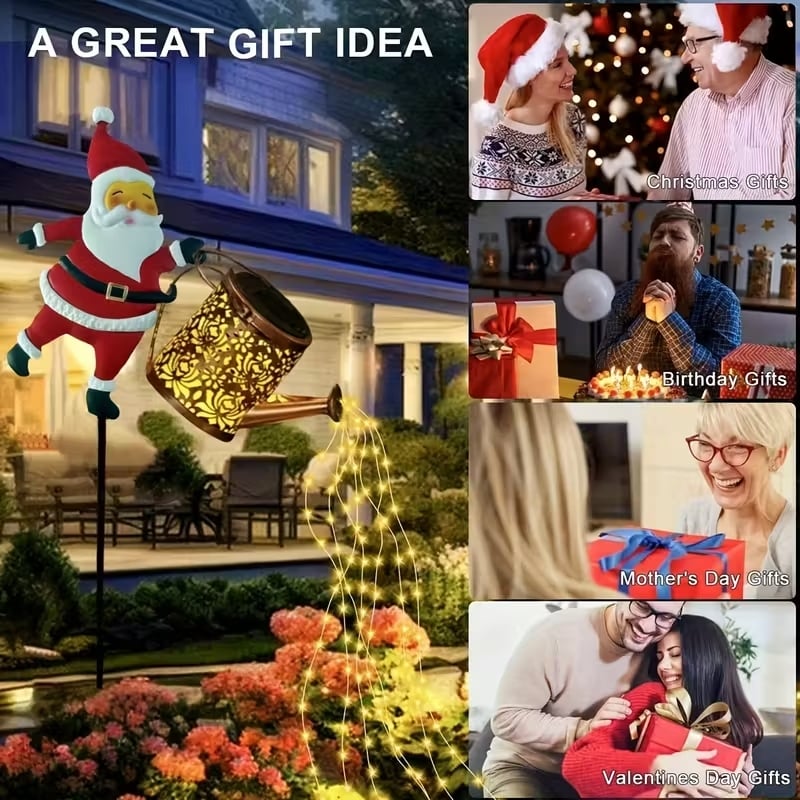 Solar Garden Lantern, Santa Watering Can Christmas Lantern, Outdoor Christmas Decorations, Solar Garden Light IP44_05