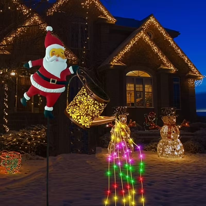 Solar Garden Lantern, Santa Watering Can Christmas Lantern, Outdoor Christmas Decorations, Solar Garden Light IP44_06