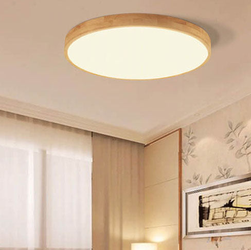 Navi Flush Mount Ceiling Light | Ultra-Thin Solid Wood Design, 18W LED 3