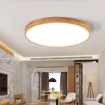 Navi Flush Mount Ceiling Light | Ultra-Thin Solid Wood Design, 18W LED 5