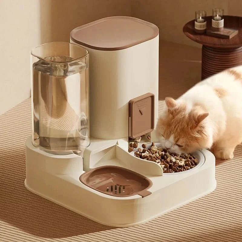 Cat Food Dispenser 2 in 1 with Water Dispenser, Automatic Cat Feeder in Ceramic, Automatic Pet Feeder for Cats and Dogs_01