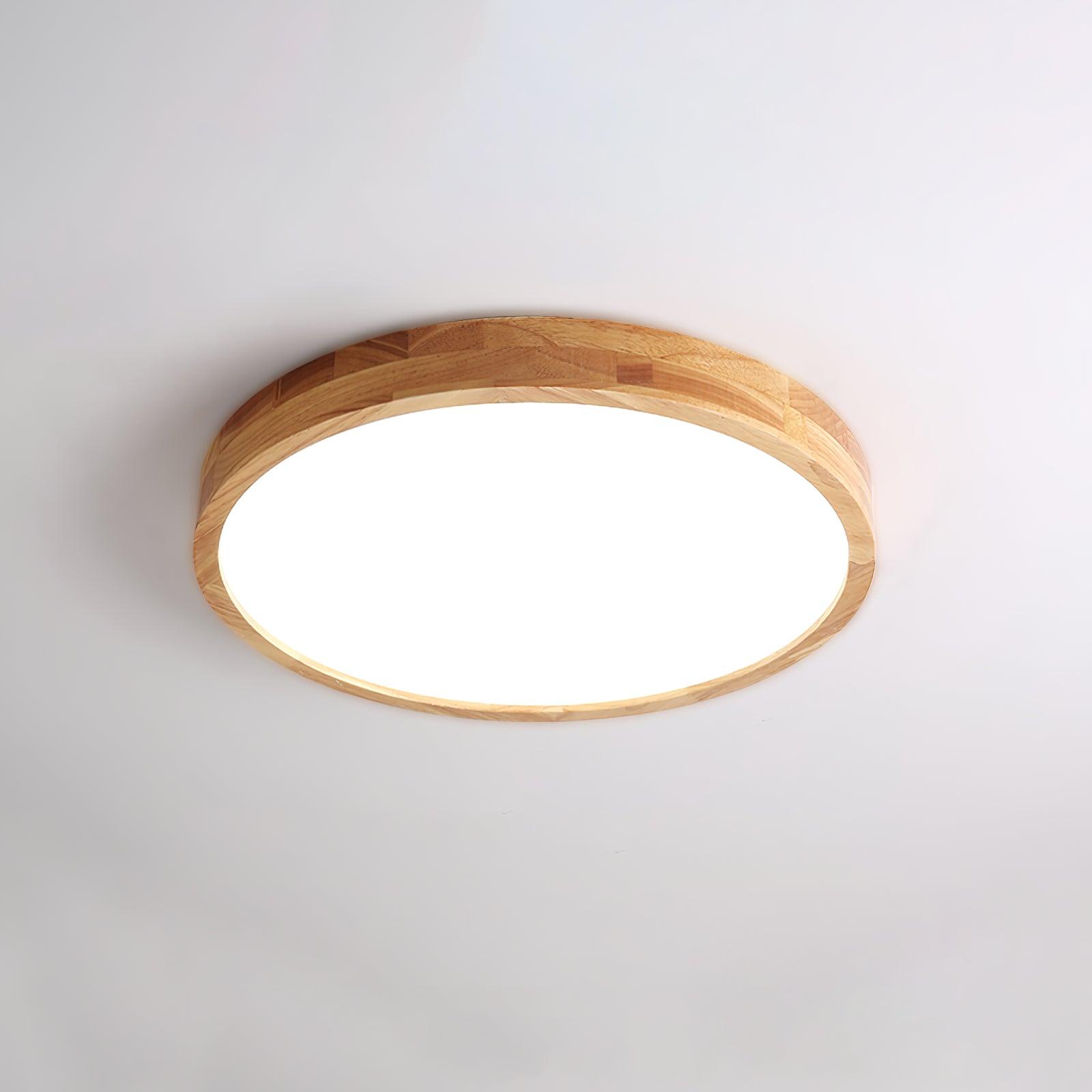 Nora Flush Mount Ceiling Light | Round Wooden LED, Energy Efficient