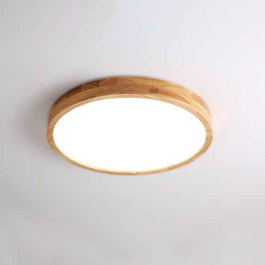 Nora Flush Mount Ceiling Light | Round Wooden LED, Energy Efficient 0