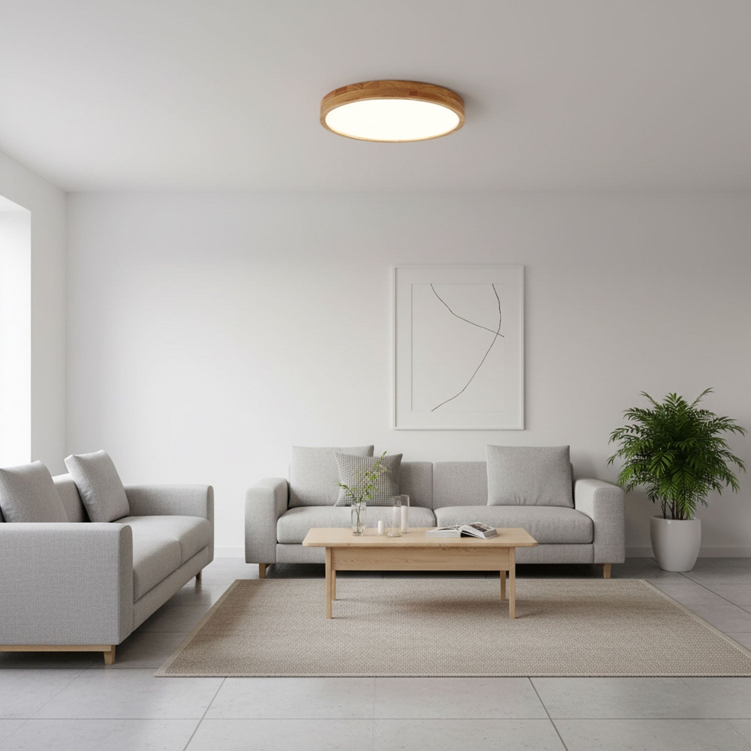 Nora Flush Mount Ceiling Light | Round Wooden LED, Energy Efficient 3