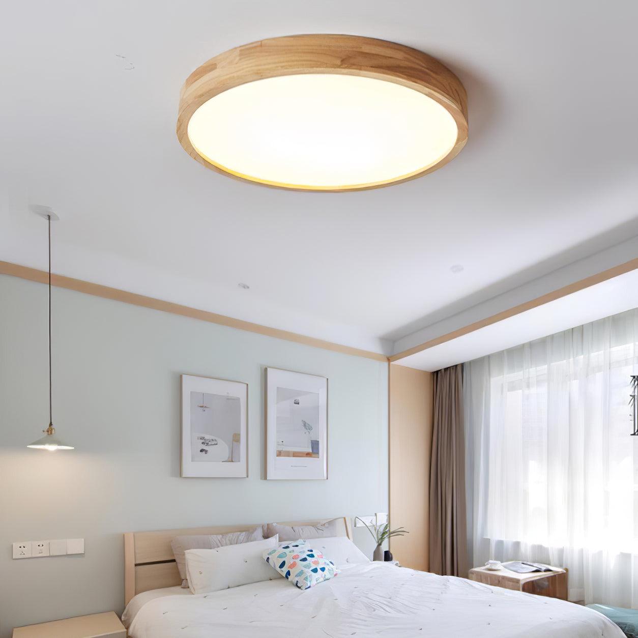 Nora Flush Mount Ceiling Light | Round Wooden LED, Energy Efficient 6