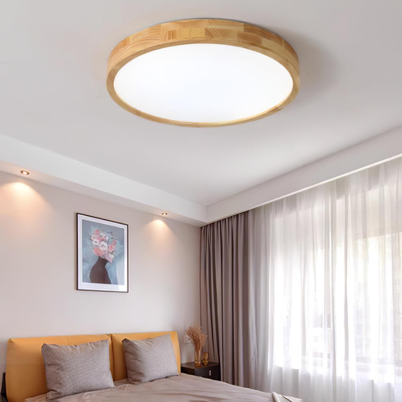 Nora Flush Mount Ceiling Light | Round Wooden LED, Energy Efficient 7