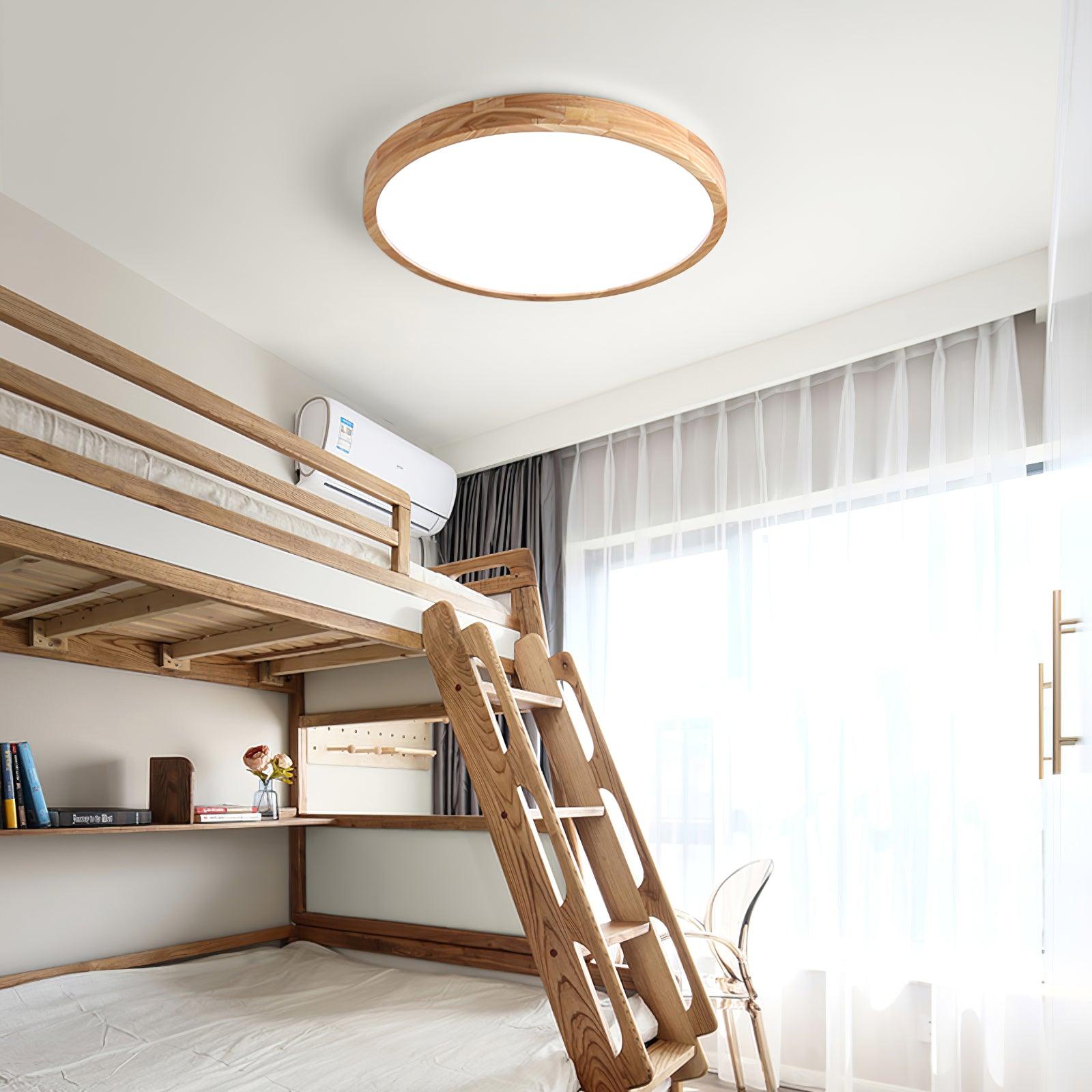 Nora Flush Mount Ceiling Light | Round Wooden LED, Energy Efficient 8
