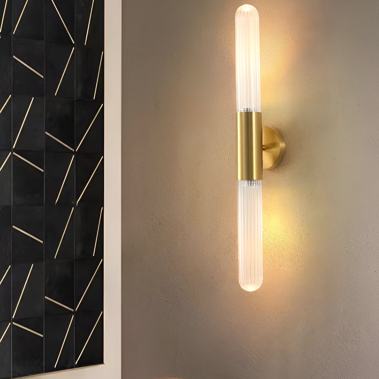 Nora Wall Sconce | Water-Ripple Glass, Brass Finish 2