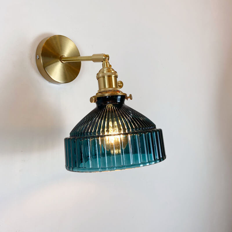 NordicAura | Elegant Vintage Brass Glass Dome Wall Sconce Lighting 2