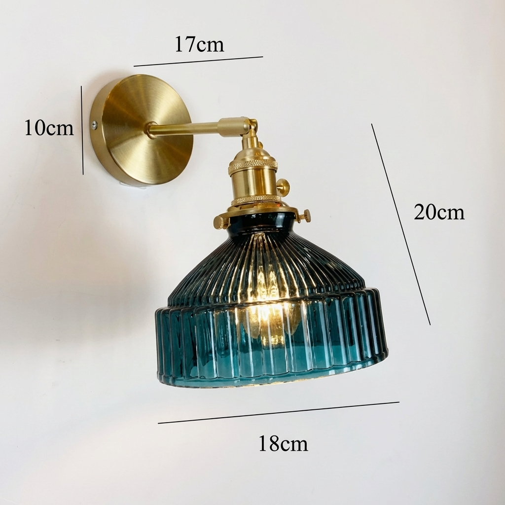 NordicAura | Elegant Vintage Brass Glass Dome Wall Sconce Lighting 3