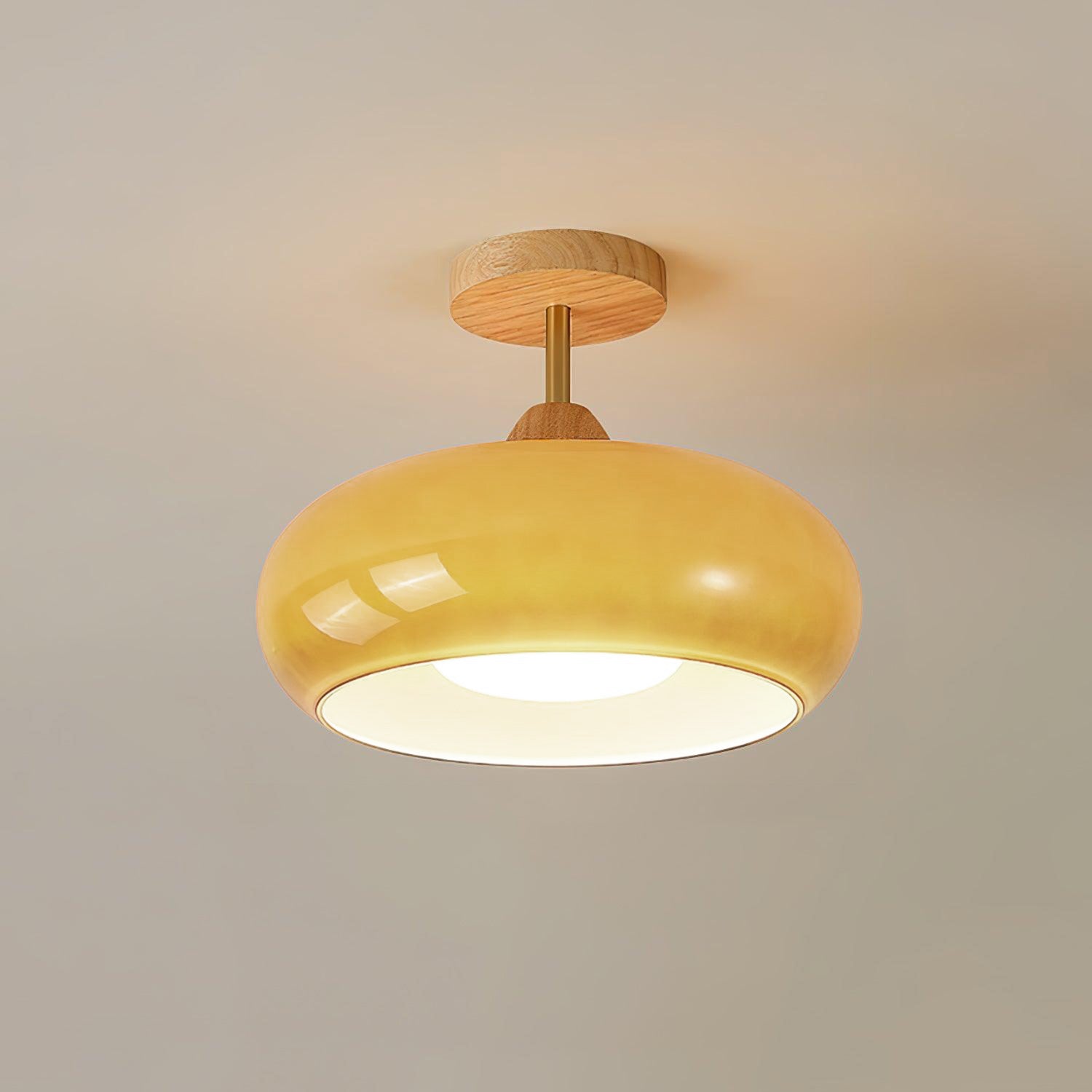 NordicAura | Elegant Wooden Glass Semi-Flush Mount Ceiling Light 0