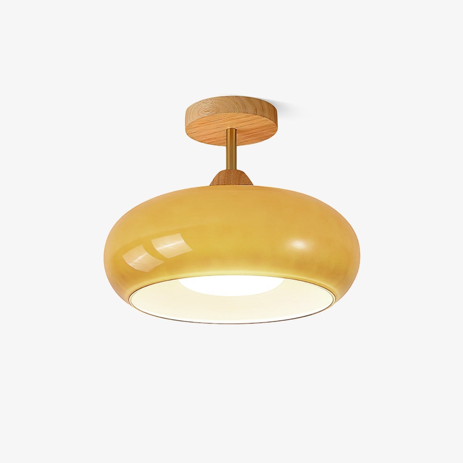 NordicAura | Elegant Wooden Glass Semi-Flush Mount Ceiling Light 1