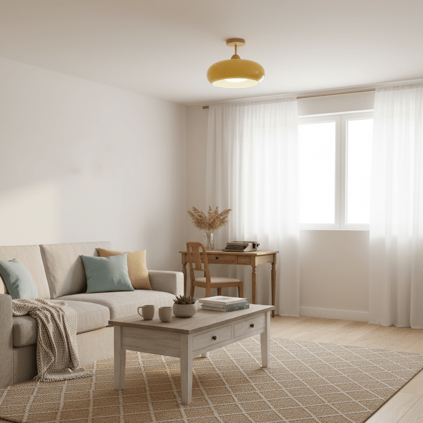 NordicAura | Elegant Wooden Glass Semi-Flush Mount Ceiling Light 3