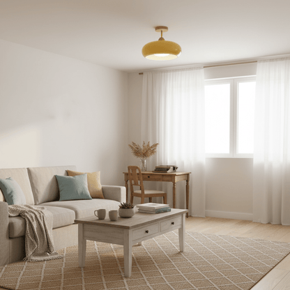 NordicAura | Elegant Wooden Glass Semi-Flush Mount Ceiling Light 3