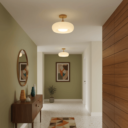 NordicAura | Elegant Wooden Glass Semi-Flush Mount Ceiling Light 6