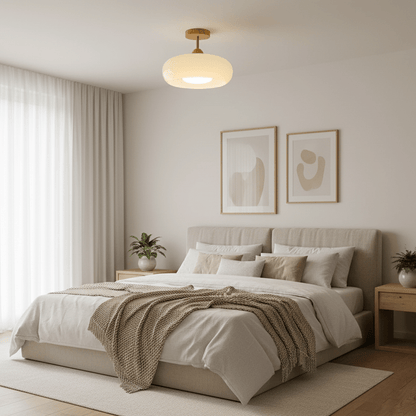 NordicAura | Elegant Wooden Glass Semi-Flush Mount Ceiling Light 8