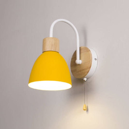NordicAura | Stylish Elegant Wooden Dome Wall Light with Pull Switch 0