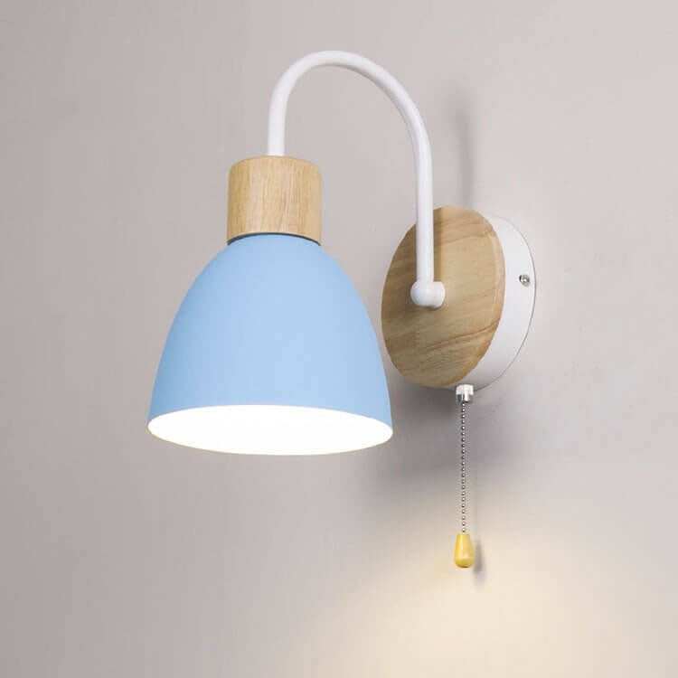 NordicAura | Stylish Elegant Wooden Dome Wall Light with Pull Switch 10