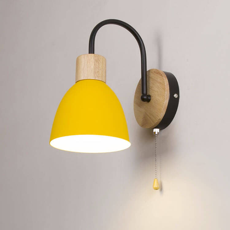 NordicAura | Stylish Elegant Wooden Dome Wall Light with Pull Switch 11