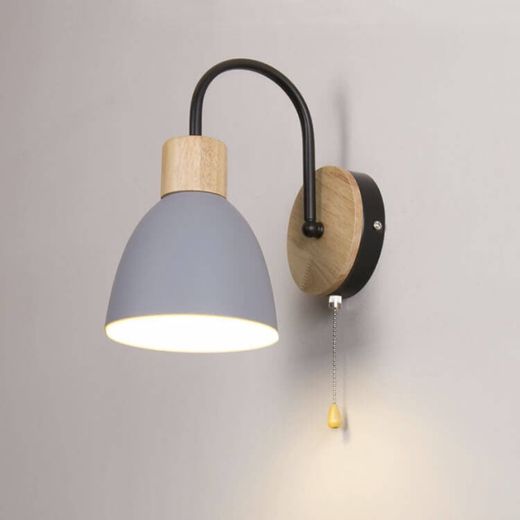 NordicAura | Stylish Elegant Wooden Dome Wall Light with Pull Switch 12