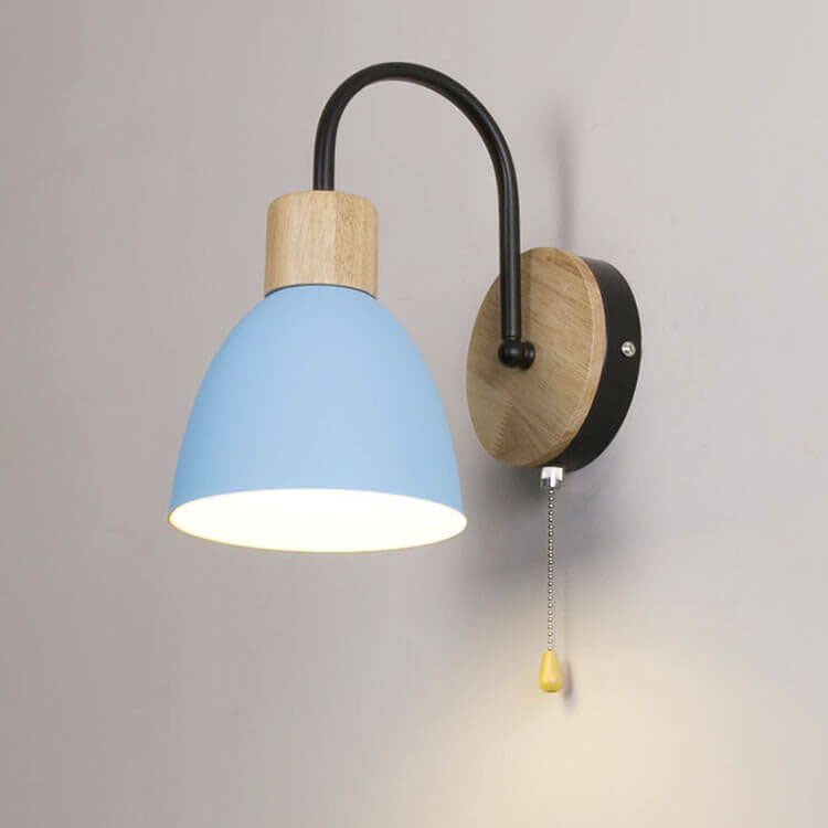 NordicAura | Stylish Elegant Wooden Dome Wall Light with Pull Switch 13