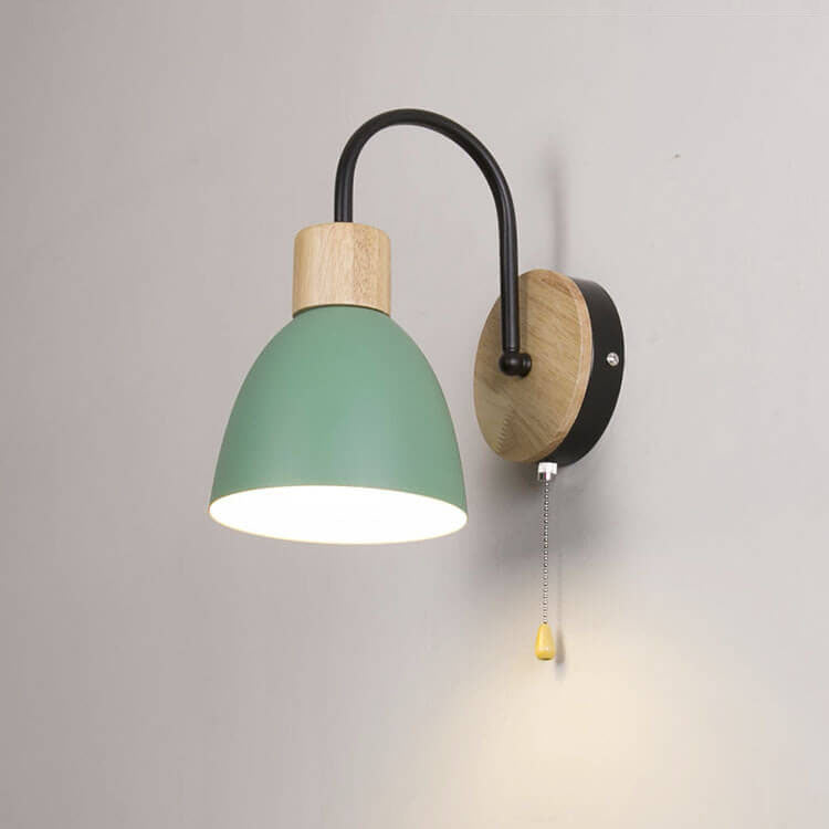 NordicAura | Stylish Elegant Wooden Dome Wall Light with Pull Switch 14