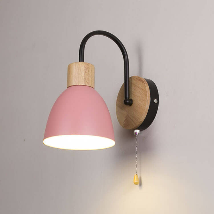 NordicAura | Stylish Elegant Wooden Dome Wall Light with Pull Switch 15
