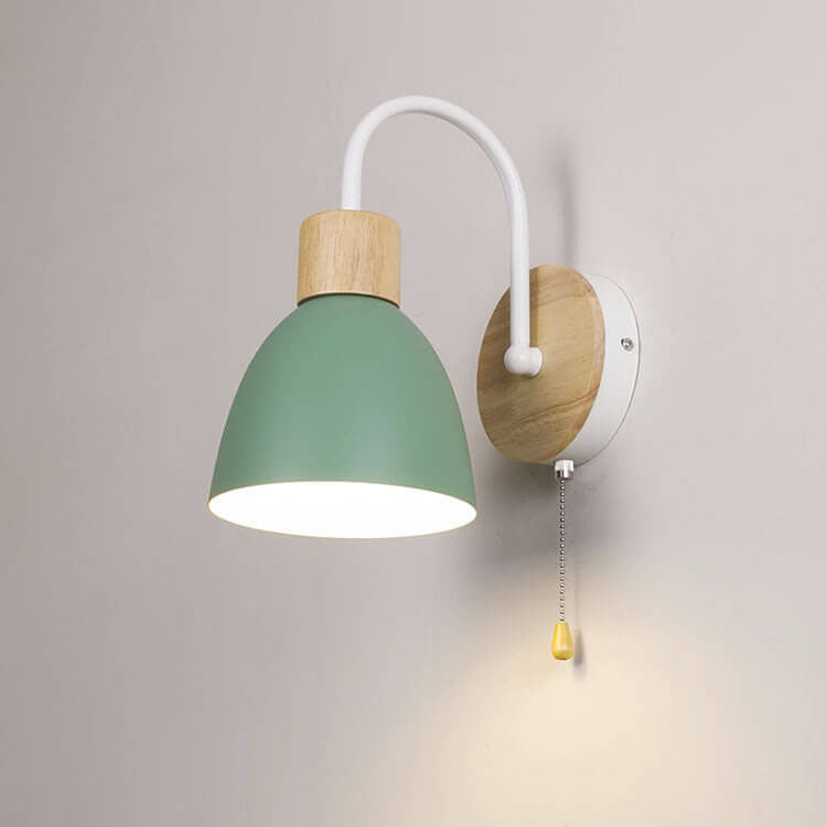 NordicAura | Stylish Elegant Wooden Dome Wall Light with Pull Switch 16