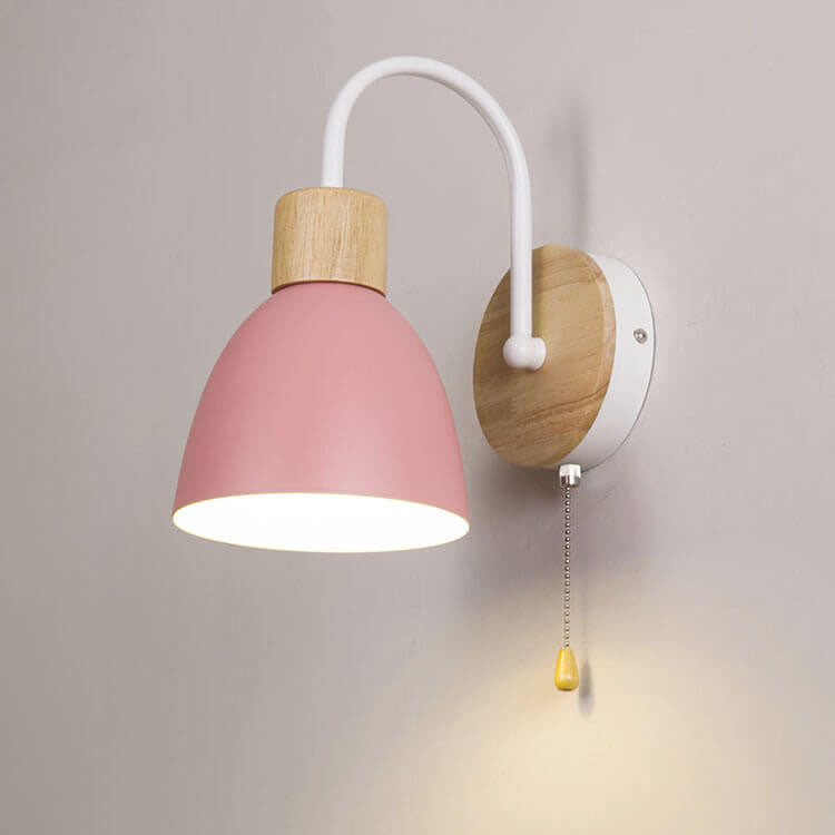 NordicAura | Stylish Elegant Wooden Dome Wall Light with Pull Switch 7