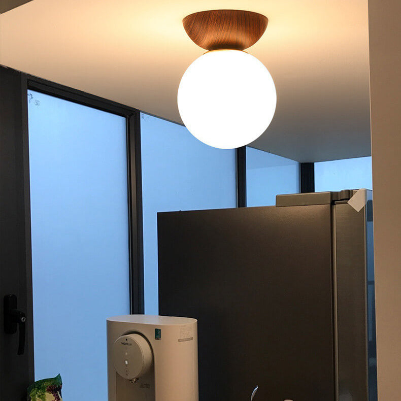 NordicGlow | Elegant Minimalist Wood and Glass Ceiling Light 5