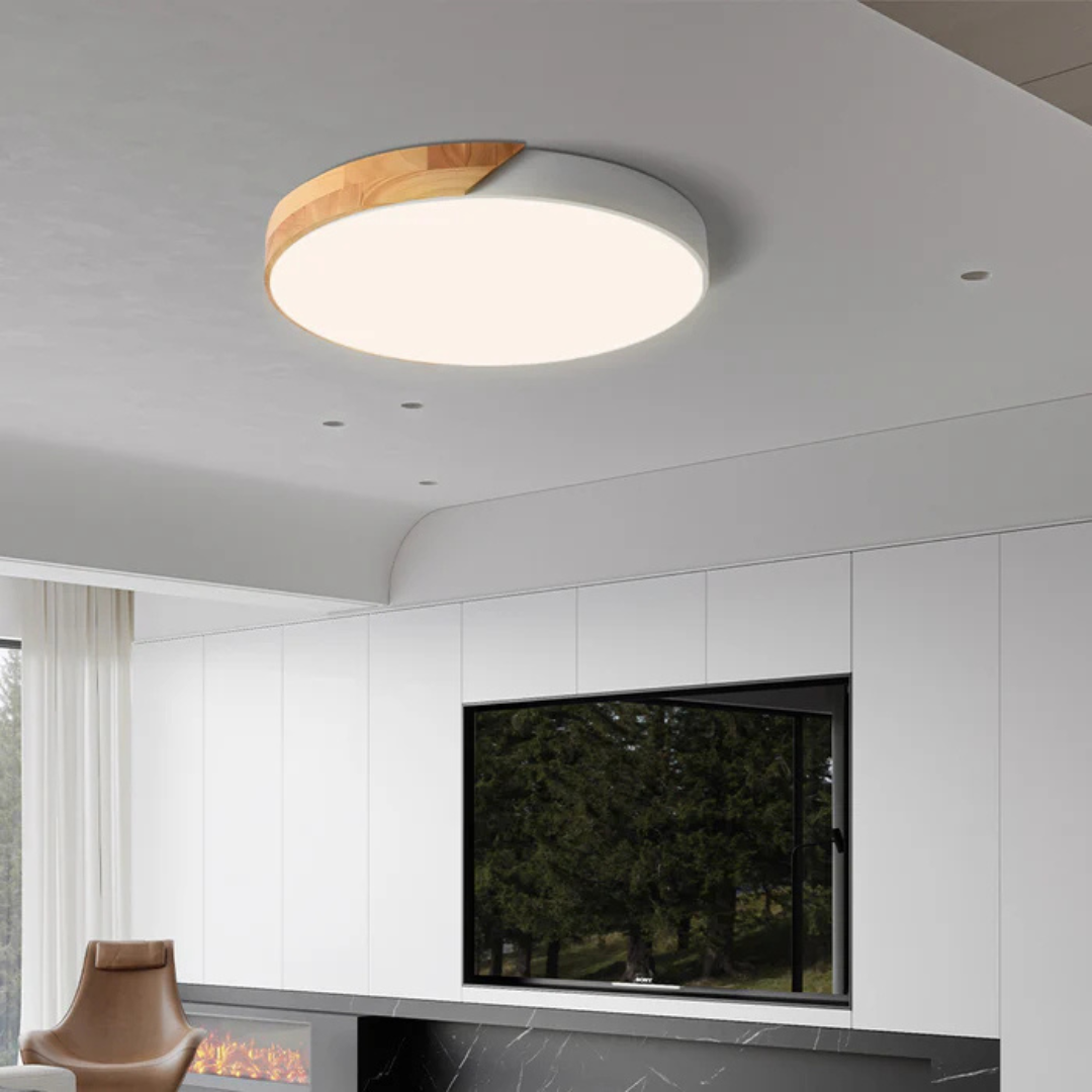 NordicGlow | Elegant Natural Wood Flush Mount Ceiling Light Fixture 5