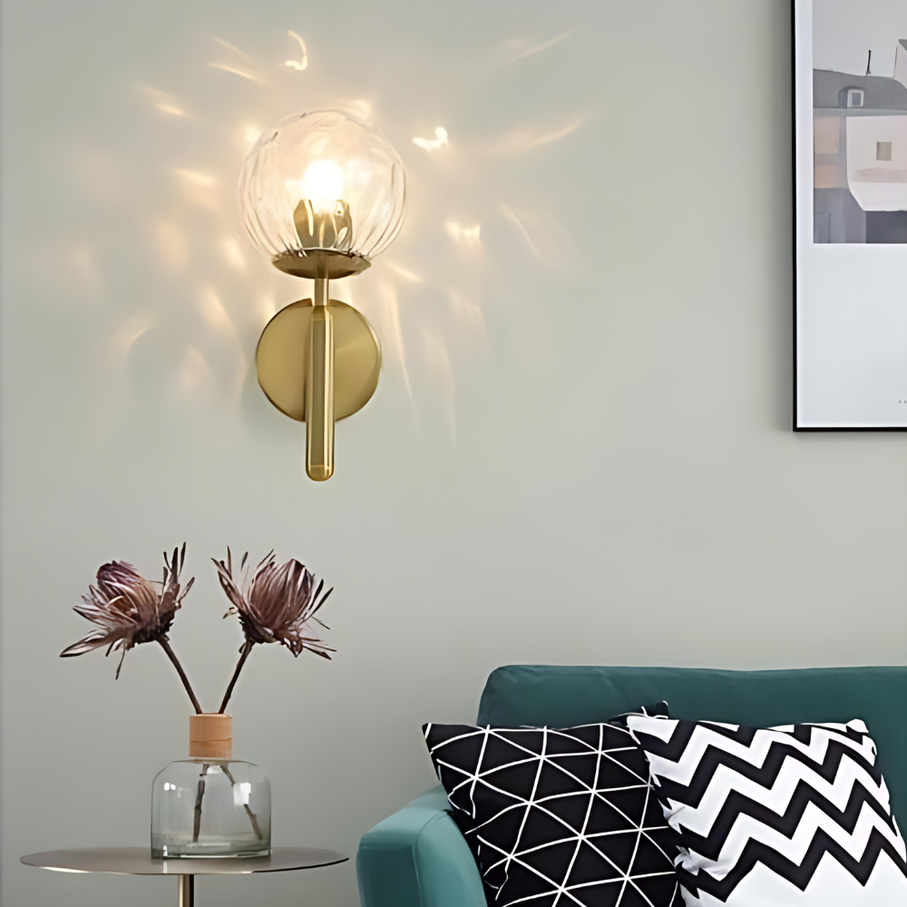 Nordic Style | LED Wall Sconce with Adjustable 3-Colour Lighting | Elegant Brass & Glass Design for Modern Ambience 6