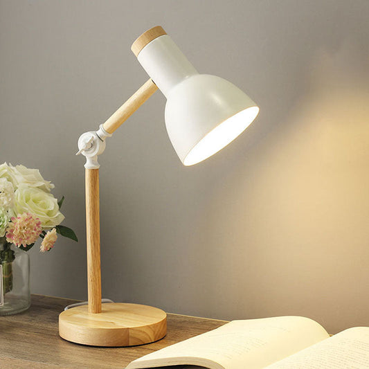Nordic Style | Table Lamp with Semi-Circular Design & Adjustable Brightness | Elegant Wood Base for Cozy Ambiance 0