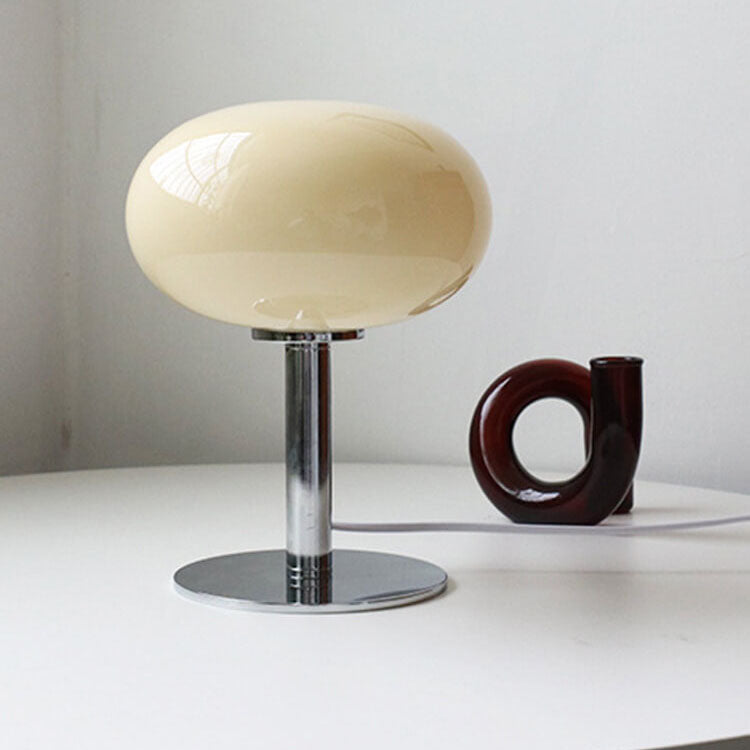 Nordic Vintage | Table Lamp with Round Glass Shade & Wrought Iron Base | Elegant Bedside Lighting for Cozy Ambiance 0