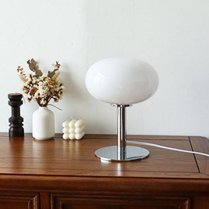 Nordic Vintage | Table Lamp with Round Glass Shade & Wrought Iron Base | Elegant Bedside Lighting for Cozy Ambiance 3