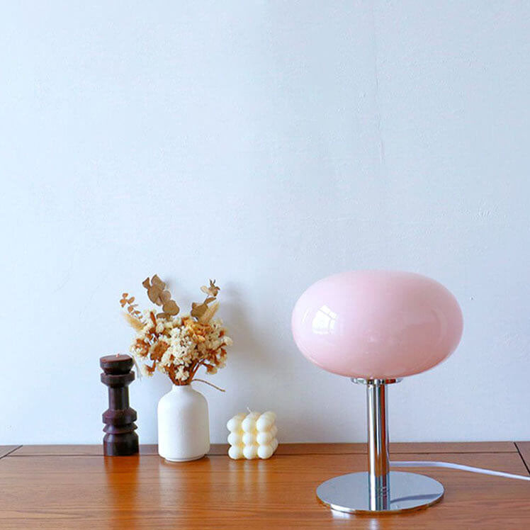 Nordic Vintage | Table Lamp with Round Glass Shade & Wrought Iron Base | Elegant Bedside Lighting for Cozy Ambiance 4