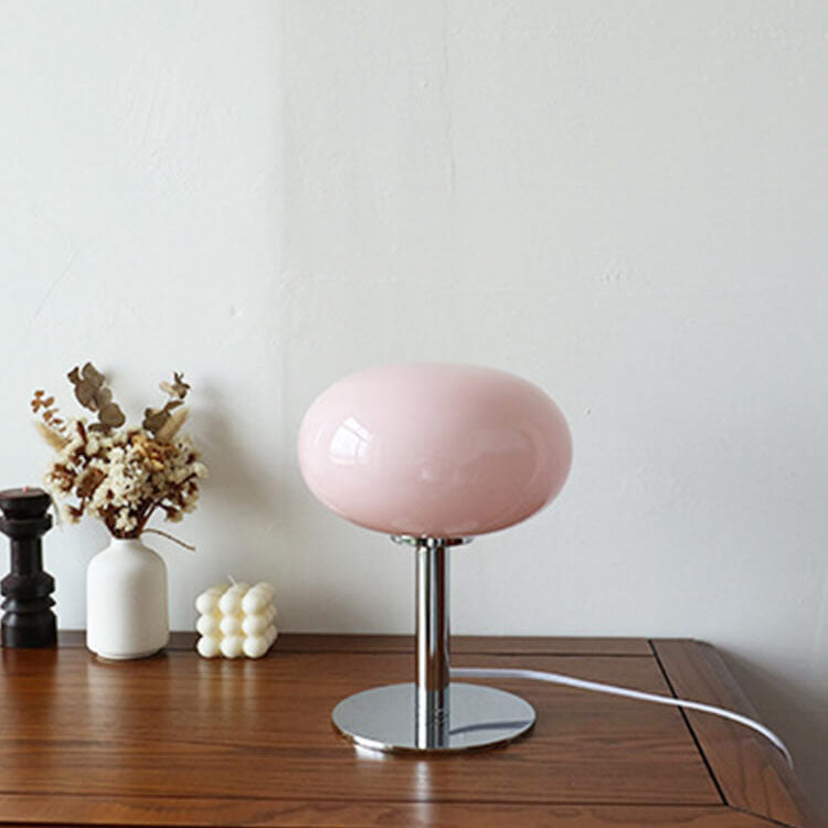 Nordic Vintage | Table Lamp with Round Glass Shade & Wrought Iron Base | Elegant Bedside Lighting for Cozy Ambiance 5