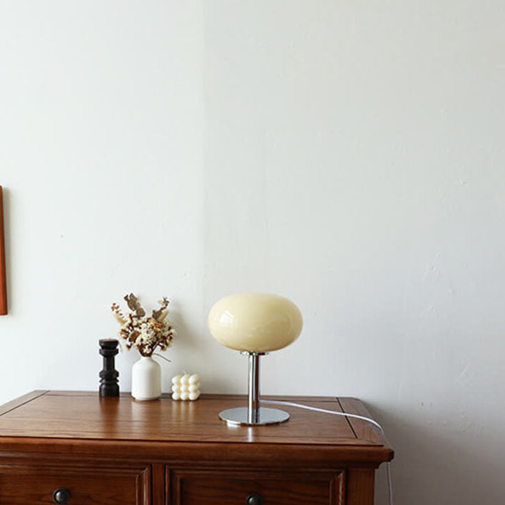 Nordic Vintage | Table Lamp with Round Glass Shade & Wrought Iron Base | Elegant Bedside Lighting for Cozy Ambiance 6