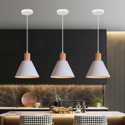 Nordic Wood Cone Pendant Light | Minimalist Kitchen Pendant Lighting with Adjustable Height | Perfect for Dining and Reading Spaces 1