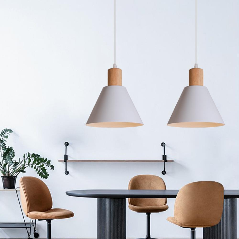 Nordic Wood Cone Pendant Light | Minimalist Kitchen Pendant Lighting with Adjustable Height | Perfect for Dining and Reading Spaces 2