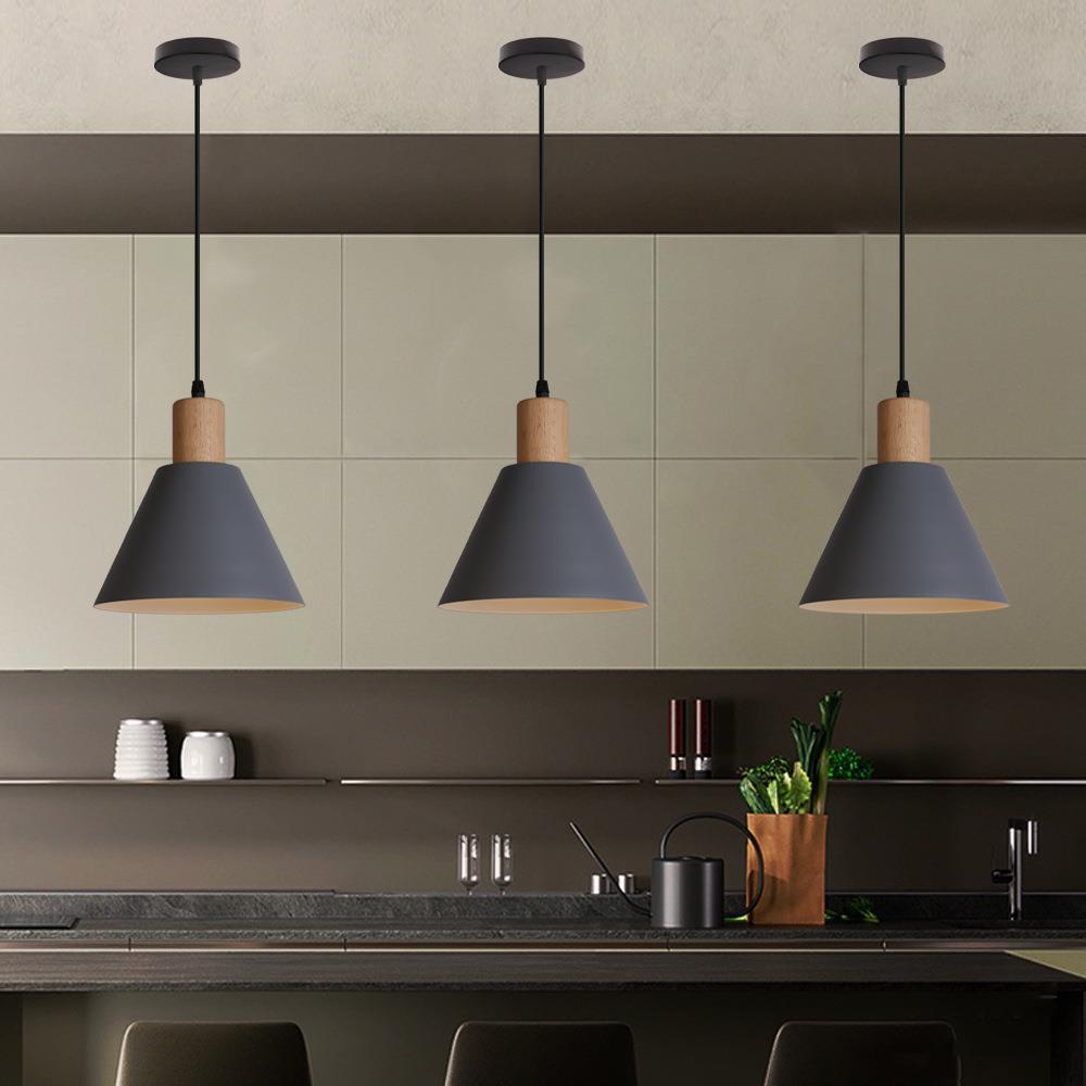 Nordic Wood Cone Pendant Light | Minimalist Kitchen Pendant Lighting with Adjustable Height | Perfect for Dining and Reading Spaces 4