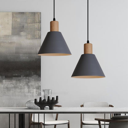 Nordic Wood Cone Pendant Light | Minimalist Kitchen Pendant Lighting with Adjustable Height | Perfect for Dining and Reading Spaces 6
