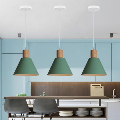 Nordic Wood Cone Pendant Light | Minimalist Kitchen Pendant Lighting with Adjustable Height | Perfect for Dining and Reading Spaces 8