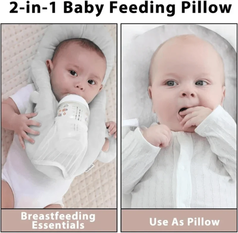 Nursing Pillow with Bottle Holder, Breastfeeding Pillow for Newborn, Newborn Feeding Pillow in Crystal Velvet_11