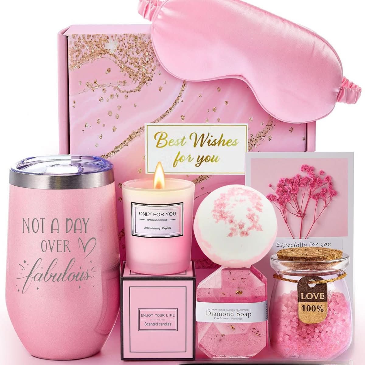 Luxury Bath Gift Set, Pamper Gift Set with Bath and Care Products, Spa Gift with Aromatherapy, Pamper Hamper