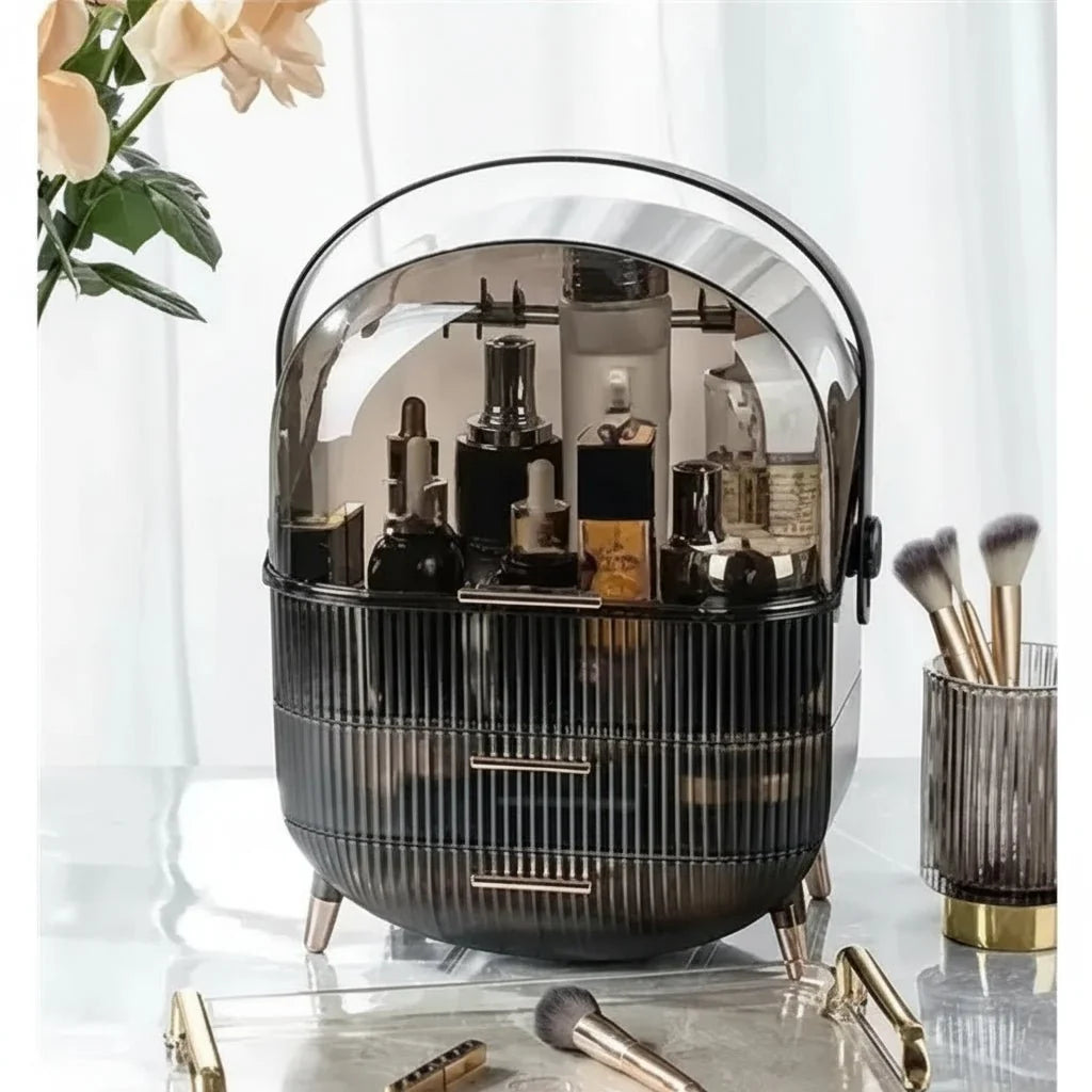 Makeup Organiser, Clear Cosmetic Organiser Box, Dustproof Makeup Storage Box with Compartments and Makeup Brush Holder_26