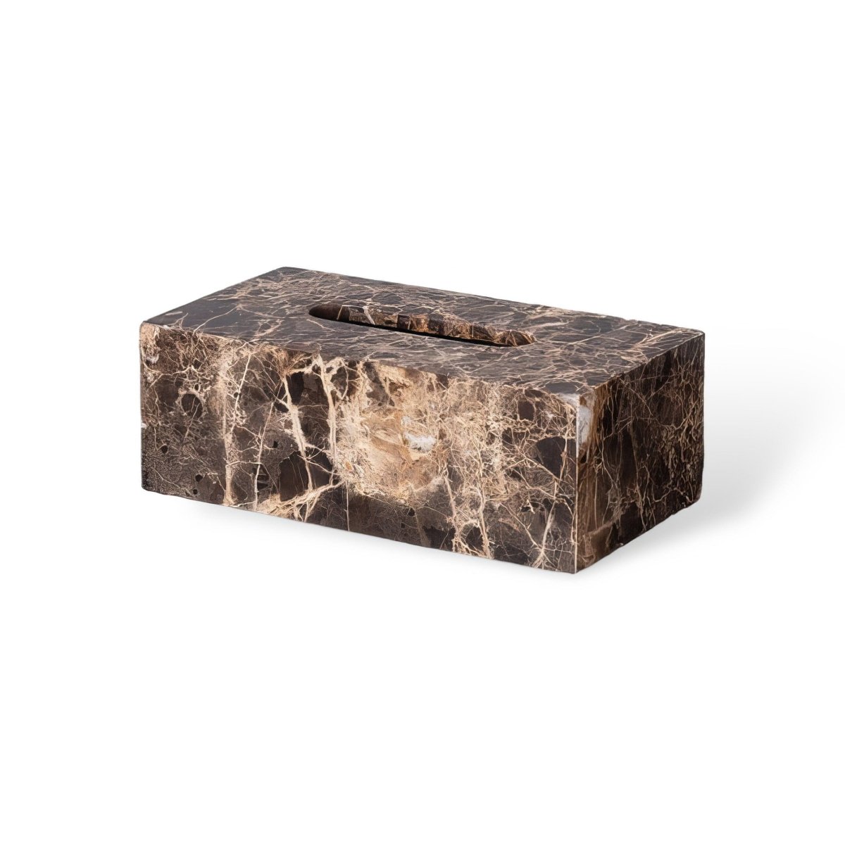 Bathroom Accessories Marble Look, Soap Dispenser, Toothbrush Holder, Soap Dish, Tissue Box, Bathroom Tray in Dark Brown_14