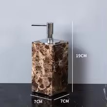 Bathroom Accessories Marble Look, Soap Dispenser, Toothbrush Holder, Soap Dish, Tissue Box, Bathroom Tray in Dark Brown_05