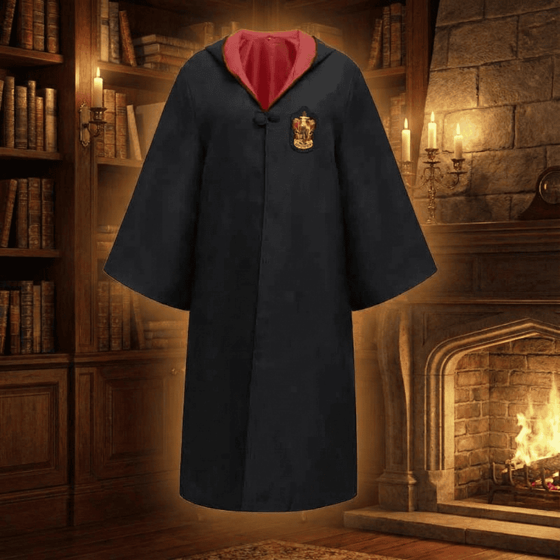 Wizard Costume for Kids and Adults, Hooded Wizard Robe with Wand, Fancy Dress for Adults and Children, Dress Up Costume